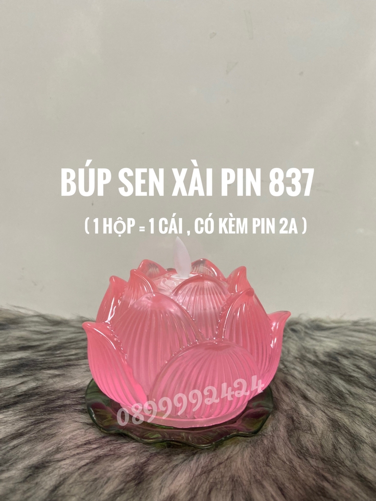 BÚP SEN ĐÈN NẾN THỜ CÚNG DÙNG PIN LED SIÊU SÁNG 837, NẾN HOA SEN, NẾN PIN