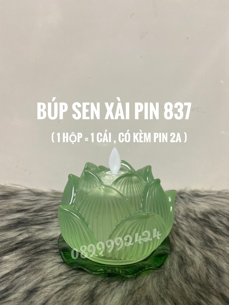 BÚP SEN ĐÈN NẾN THỜ CÚNG DÙNG PIN LED SIÊU SÁNG 837, NẾN HOA SEN, NẾN PIN