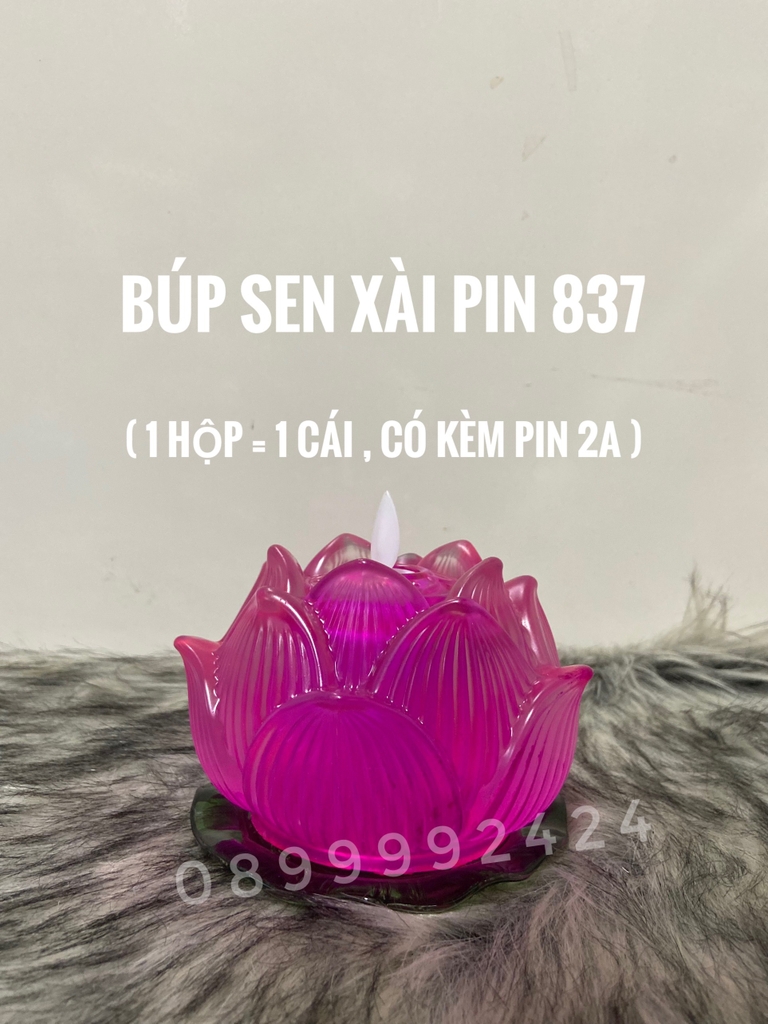 BÚP SEN ĐÈN NẾN THỜ CÚNG DÙNG PIN LED SIÊU SÁNG 837, NẾN HOA SEN, NẾN PIN