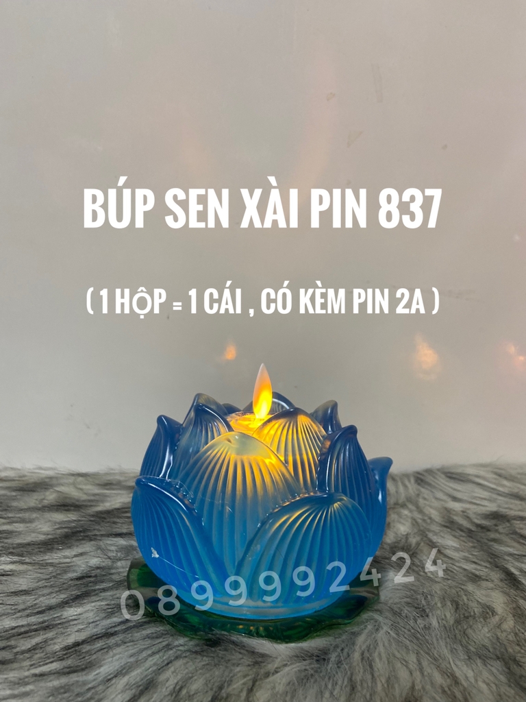 BÚP SEN ĐÈN NẾN THỜ CÚNG DÙNG PIN LED SIÊU SÁNG 837, NẾN HOA SEN, NẾN PIN