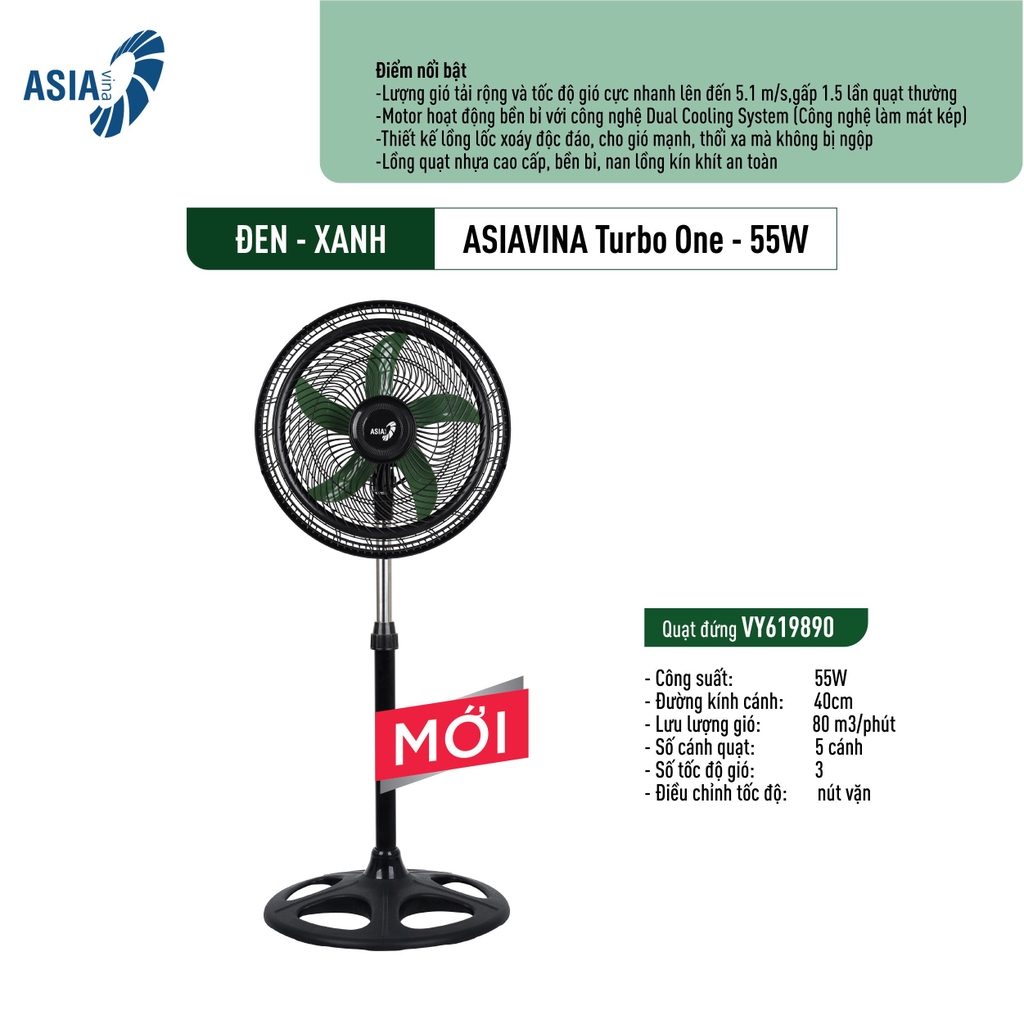 QUẠT SÀN ASIAVINA TURBO ONE - 55W VY616790-VY616890