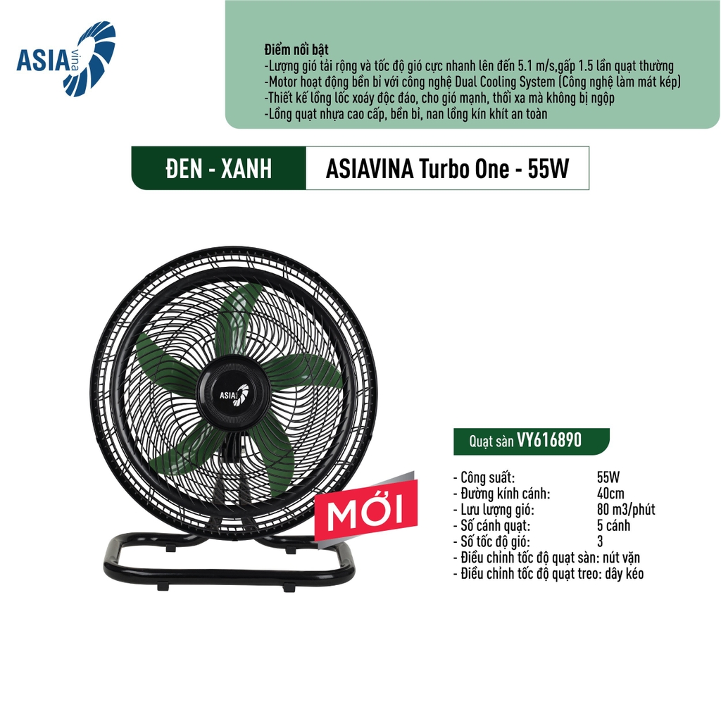 QUẠT LỬNG ASIAVINA TURBO ONE - 55W VY618890-VY618790