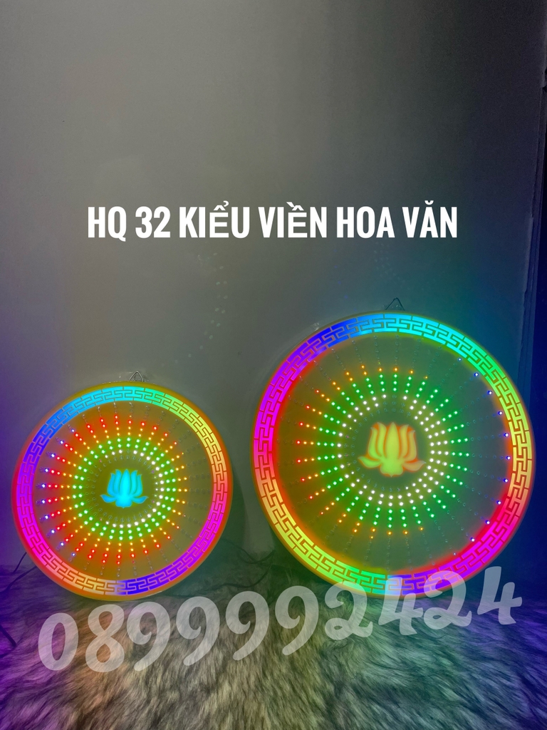 ĐÈN THỜ HÀO QUANG LED 32 KIỂU VIỀN HOA VĂN 30CM