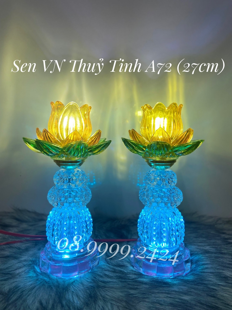 ĐÈN THỜ PHA LÊ THUỶ TINH CAO CẤP A72 ( 27cm) 1 CẶP