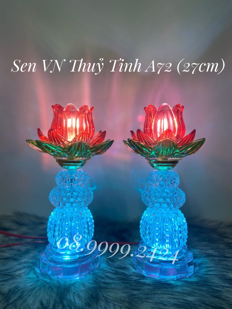 ĐÈN THỜ PHA LÊ THUỶ TINH CAO CẤP A72 ( 27cm) 1 CẶP
