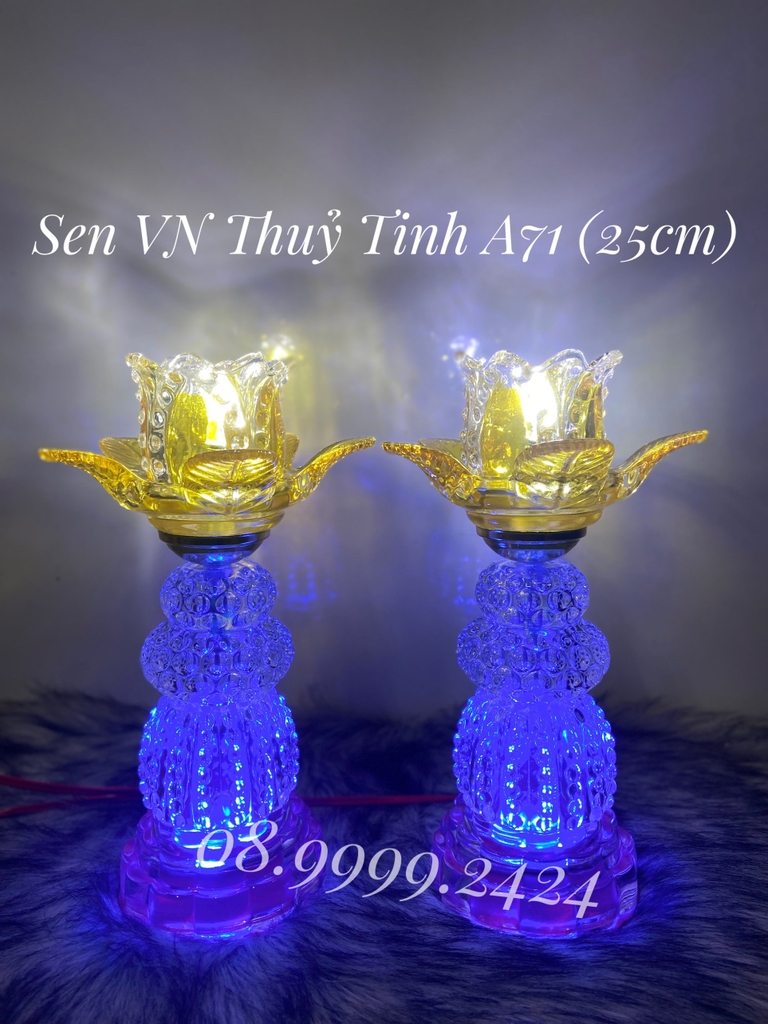 ĐÈN THỜ PHA LÊ THUỶ TINH CAO CẤP A71 (25cm) 1 CẶP