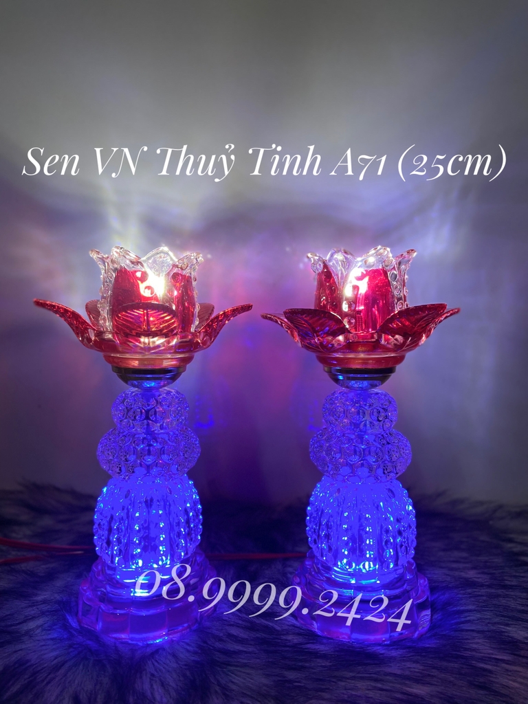 ĐÈN THỜ PHA LÊ THUỶ TINH CAO CẤP A71 (25cm) 1 CẶP