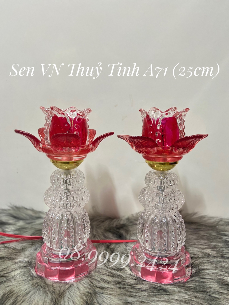 ĐÈN THỜ PHA LÊ THUỶ TINH CAO CẤP A71 (25cm) 1 CẶP