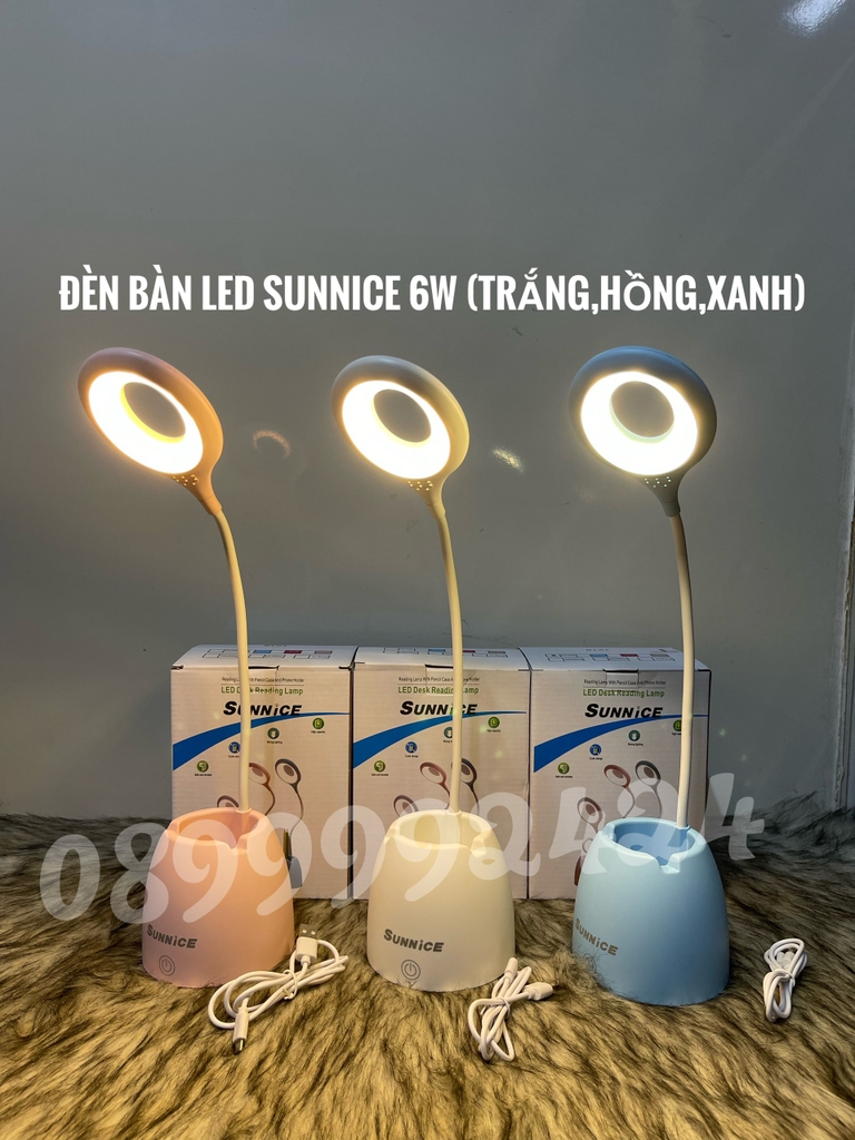 ĐÈN BÀN SẠC 3 CHẾ ĐỘ ĐÈN , ĐIỀU CHỈNH ĐƯỢC ĐỘ SÁNG VỚI NÚT BẤM CẢM ỨNG, ĐÈN BÀN SUNNICE 6W