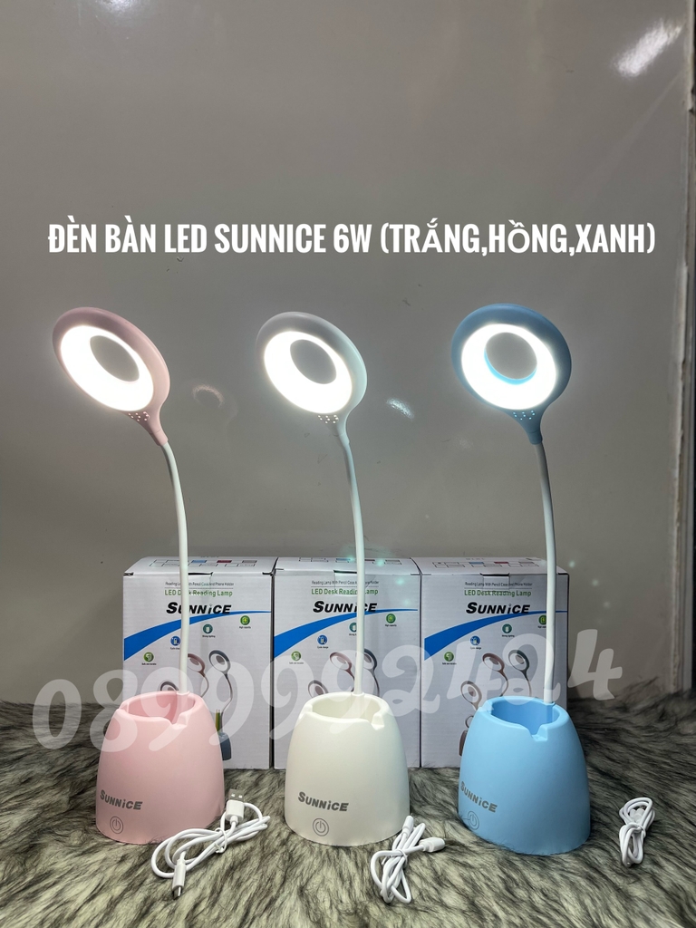 ĐÈN BÀN SẠC 3 CHẾ ĐỘ ĐÈN , ĐIỀU CHỈNH ĐƯỢC ĐỘ SÁNG VỚI NÚT BẤM CẢM ỨNG, ĐÈN BÀN SUNNICE 6W