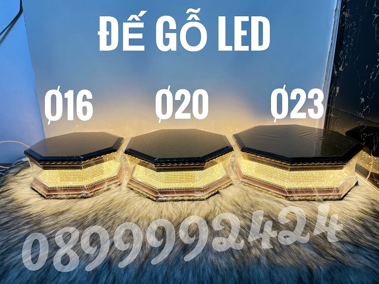 ĐẾ GỖ LED TƯỢNG PHẬT VÀNG -  ĐỔI MÀU, ĐÀI SEN TƯỢNG PHẬT