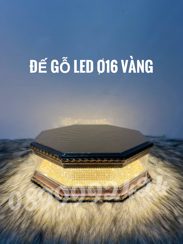 ĐẾ GỖ LED TƯỢNG PHẬT VÀNG -  ĐỔI MÀU, ĐÀI SEN TƯỢNG PHẬT