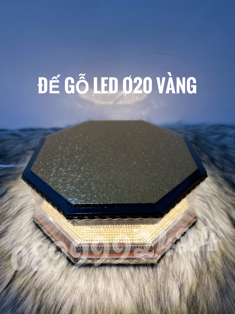 ĐẾ GỖ LED TƯỢNG PHẬT VÀNG -  ĐỔI MÀU, ĐÀI SEN TƯỢNG PHẬT