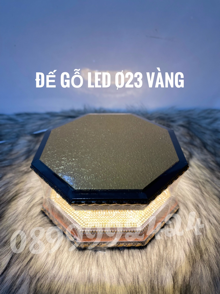 ĐẾ GỖ LED TƯỢNG PHẬT VÀNG -  ĐỔI MÀU, ĐÀI SEN TƯỢNG PHẬT