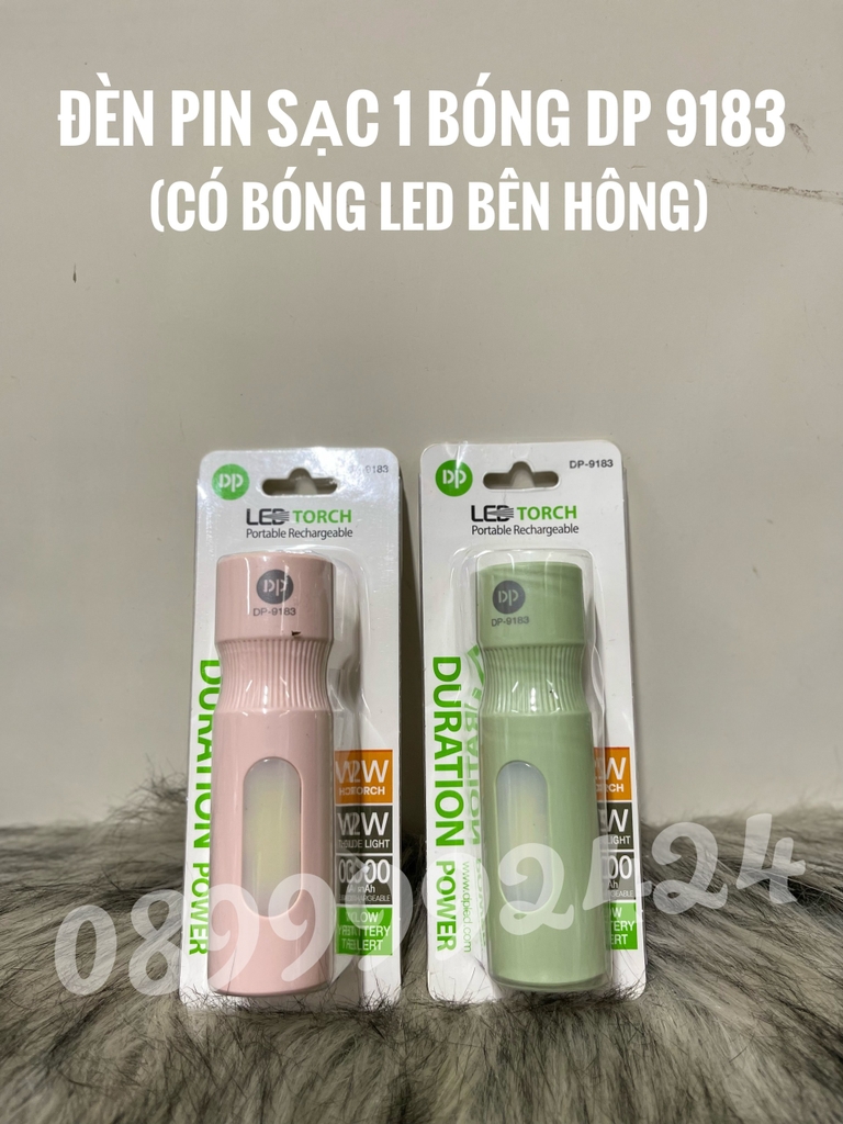 ĐÈN PIN SẠC MINI DP-9183 HỒNG-XANH DỄ THƯƠNG, TIỆN LỢI, NHỎ GỌN