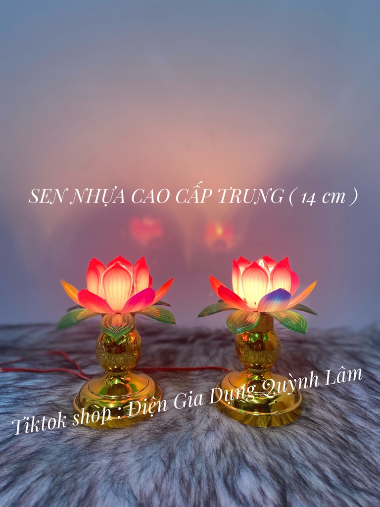 ĐÈN THỜ CAO CẤP SEN NHỰA NHỎ (12cm)- TRUNG (14CM) - LỚN (17CM) GIÁ BÁN 1 CẶP