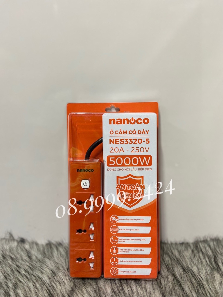 Ổ CẮM NANOCO NES33320-5 20A 250V 5000W CHÍNH HÃNG