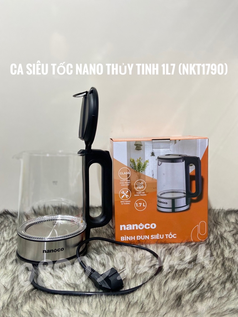 BÌNH ĐUN SIÊU TỐC, CA SIÊU TỐC NKT-1790 THUỶ TINH NANOCO CHÍNH HÃNG 1.7 LÍT