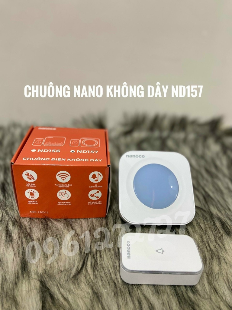 CHUÔNG CỬA KHÔNG DÂY NED156-NED157 NANOCO CHÍNH HÃNG