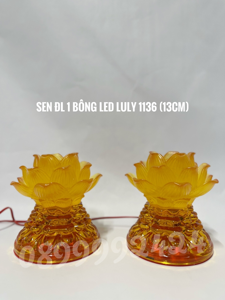 ĐÈN THỜ PHA LÊ CAO CẤP BÔNG LƯU LY 1136-1137 CAO 13CM GIÁ BÁN 1 CẶP