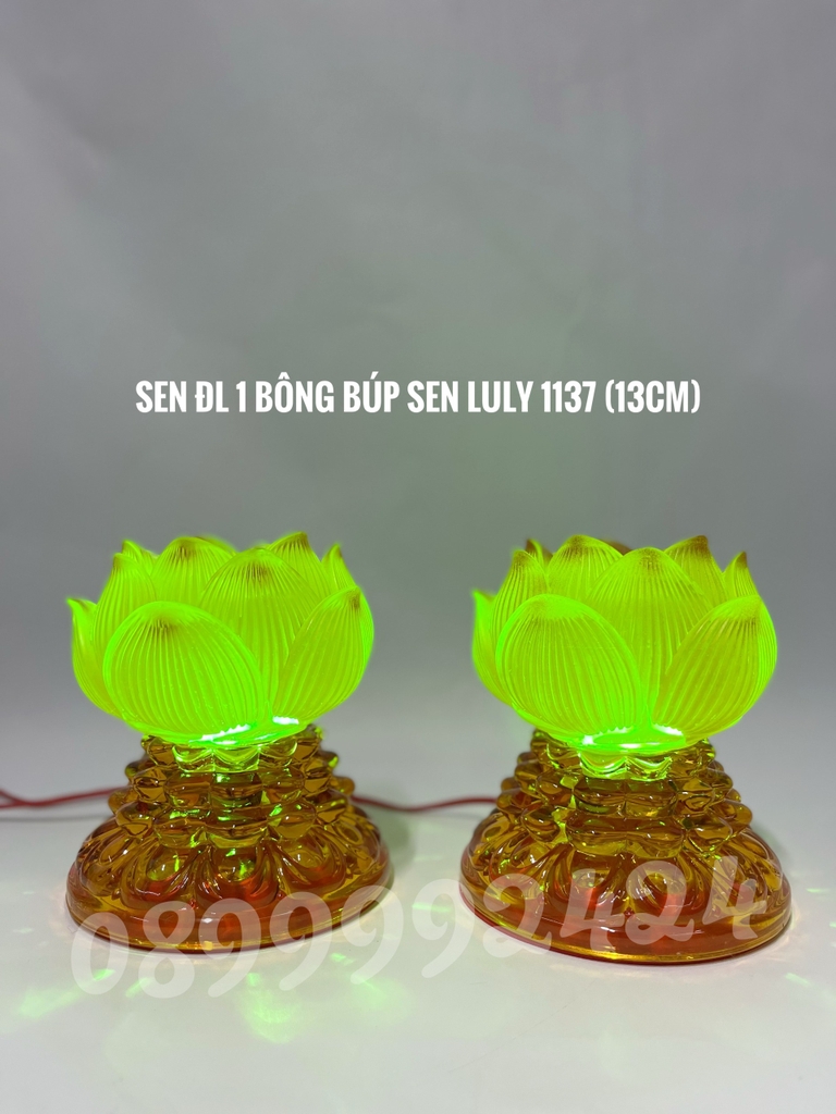 ĐÈN THỜ PHA LÊ CAO CẤP BÔNG LƯU LY 1136-1137 CAO 13CM GIÁ BÁN 1 CẶP