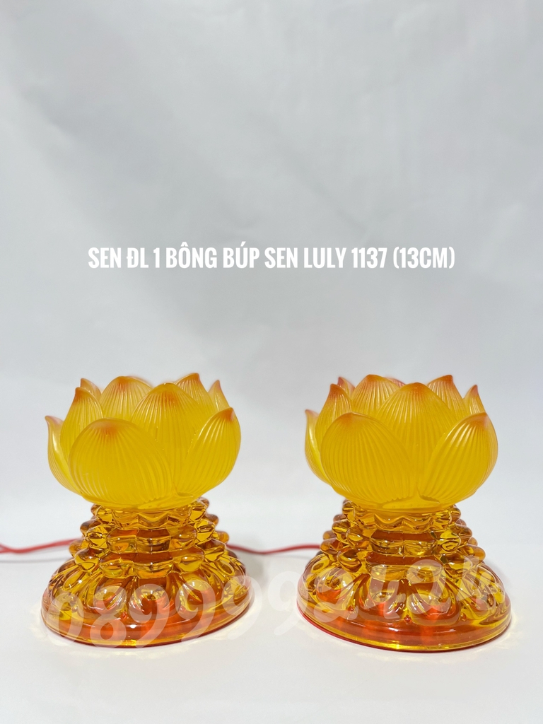 ĐÈN THỜ PHA LÊ CAO CẤP BÔNG LƯU LY 1136-1137 CAO 13CM GIÁ BÁN 1 CẶP