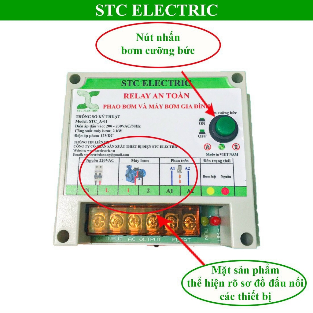 Thiết bị điện STC ELECTRIC, RELAY an toàn máy bơm và phao bơm gia đình.