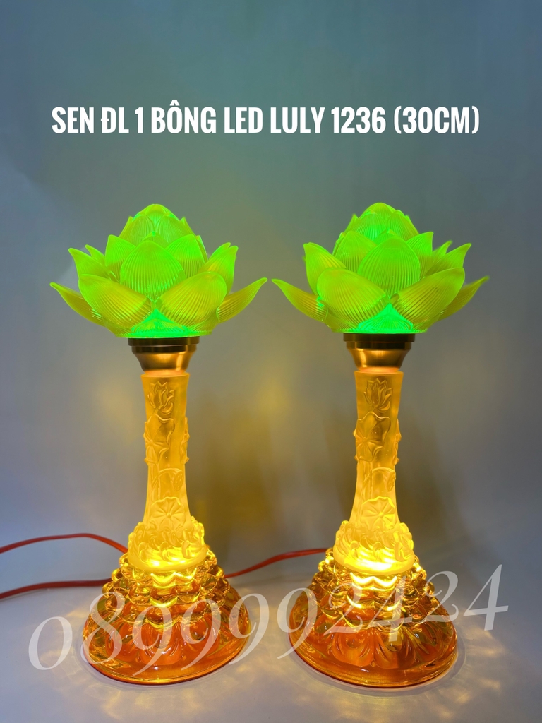 ĐÈN THỜ PHA LÊ - LƯU LY 1236 CAO 30CM