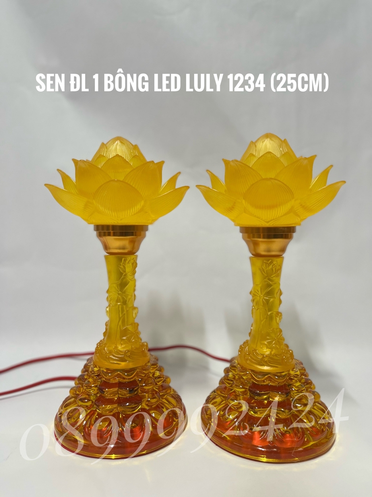 ĐÈN THỜ PHA LÊ - LƯU LY 1234 CAO 25CM