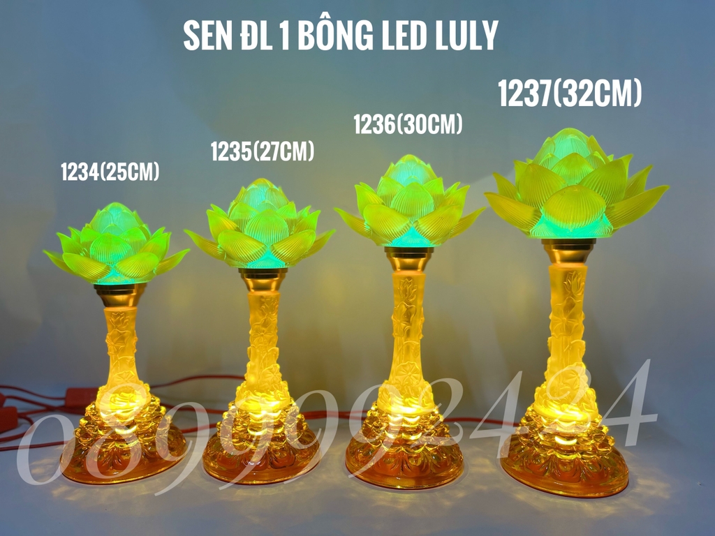 ĐÈN THỜ PHA LÊ - LƯU LY 1236 CAO 30CM