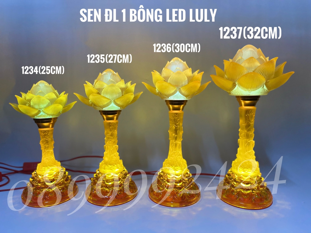 ĐÈN THỜ PHA LÊ - LƯU LY 1236 CAO 30CM