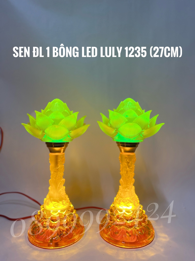 ĐÈN THỜ PHA LÊ - LƯU LY 1235 CAO 27CM