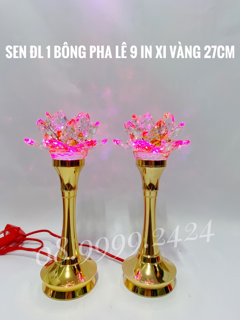 ĐÈN THỜ PHA LÊ 9 IN XI VÀNG (27CM) GIÁ BÁN 1 CẶP