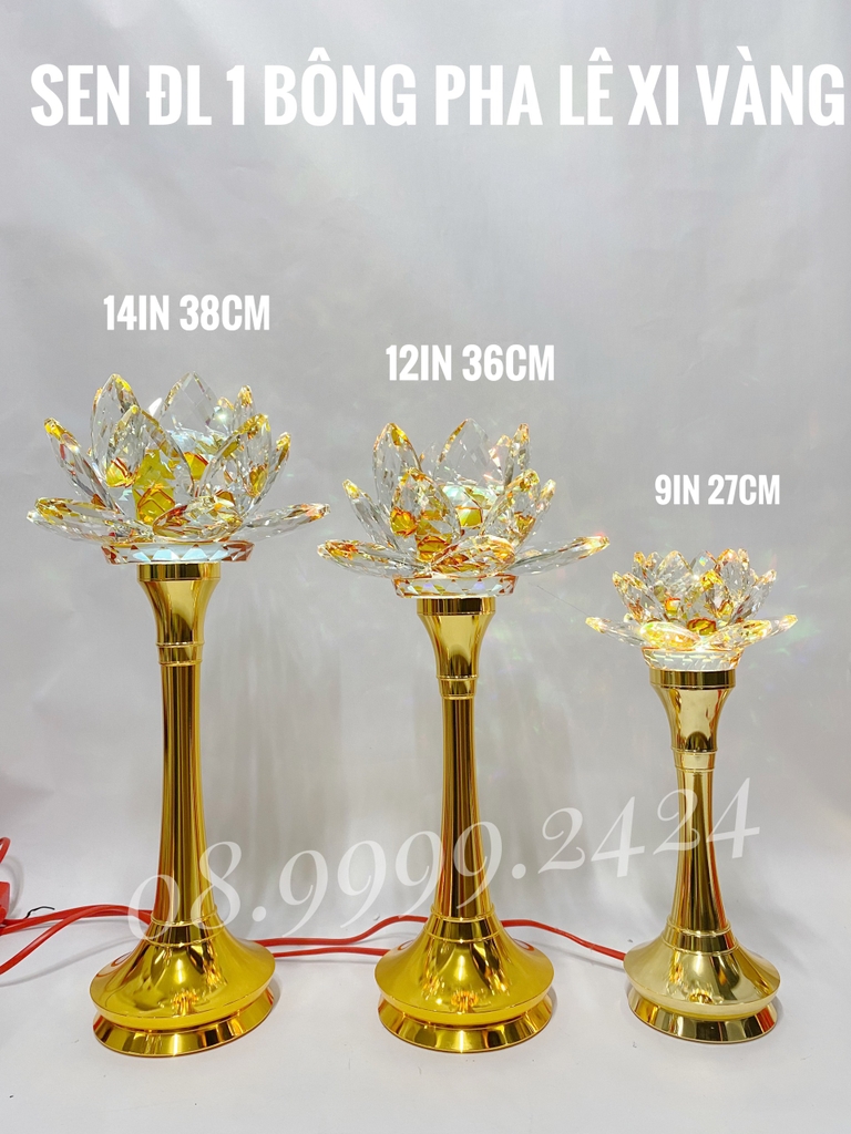 ĐÈN THỜ PHA LÊ 9 IN XI VÀNG (27CM) GIÁ BÁN 1 CẶP