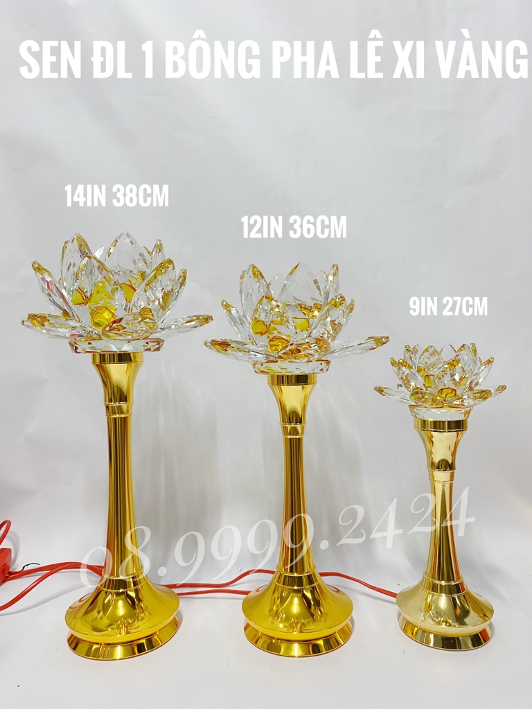 ĐÈN THỜ PHA LÊ 9 IN XI VÀNG (27CM) GIÁ BÁN 1 CẶP