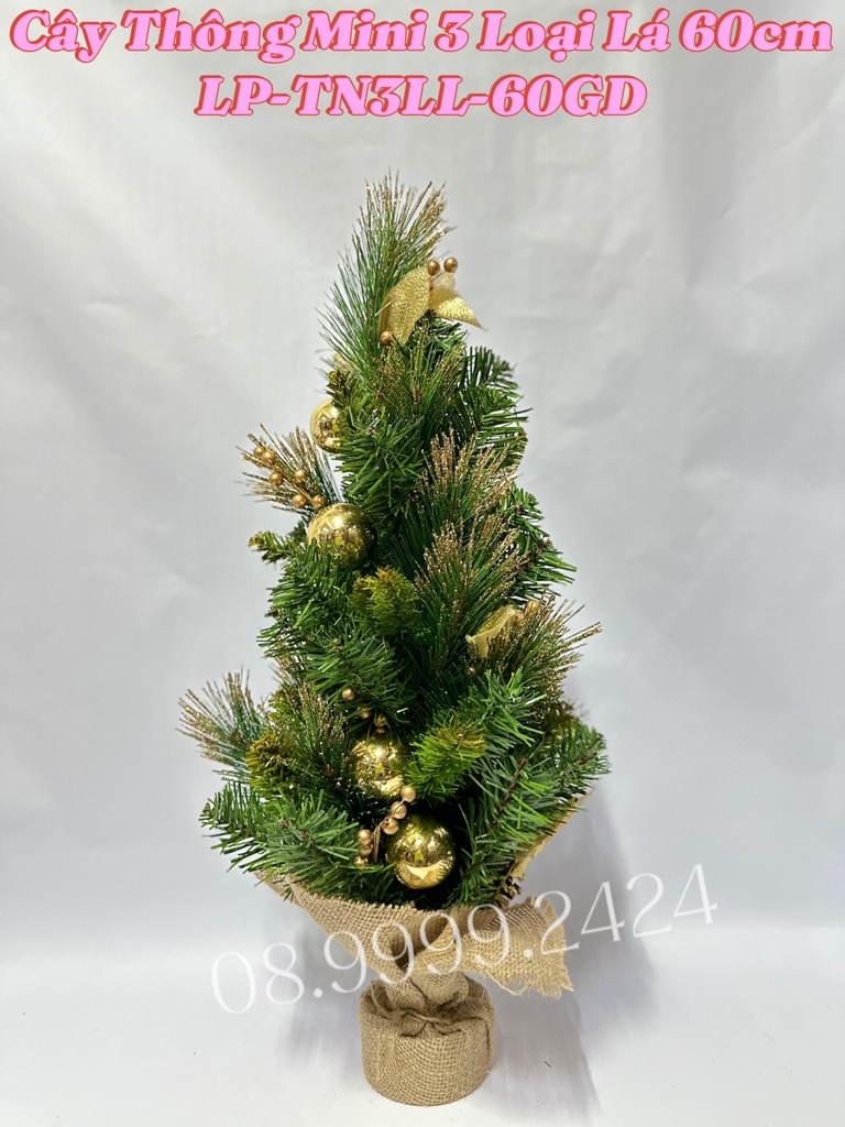 CÂY THÔNG MINI TRANG TRÍ NOEL GIÁNG SINH CAO 60 CM CÓ PHỤ KIỆN KÈM THEO TRÊN CÂY