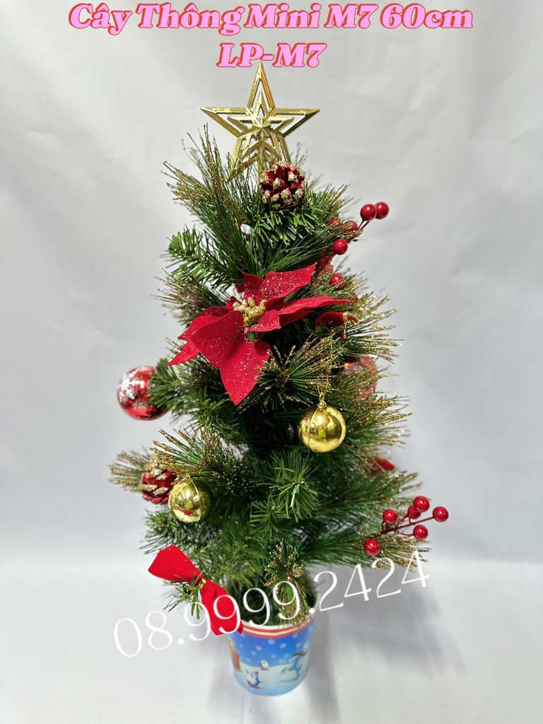 CÂY THÔNG MINI TRANG TRÍ NOEL GIÁNG SINH CAO 60 CM CÓ PHỤ KIỆN KÈM THEO TRÊN CÂY