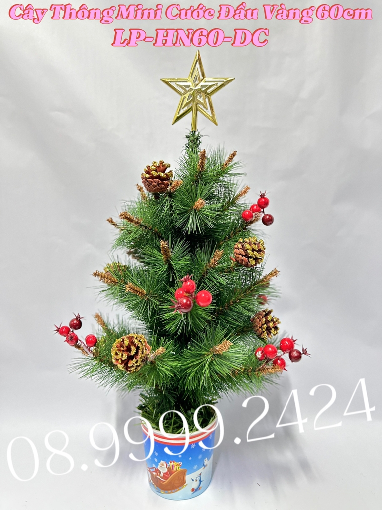 CÂY THÔNG MINI TRANG TRÍ NOEL GIÁNG SINH CAO 60 CM CÓ PHỤ KIỆN KÈM THEO TRÊN CÂY