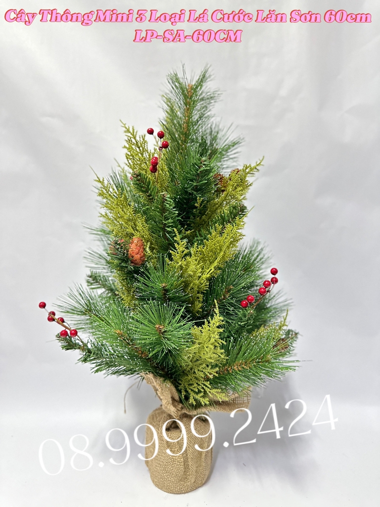 CÂY THÔNG MINI TRANG TRÍ NOEL GIÁNG SINH CAO 60 CM CÓ PHỤ KIỆN KÈM THEO TRÊN CÂY