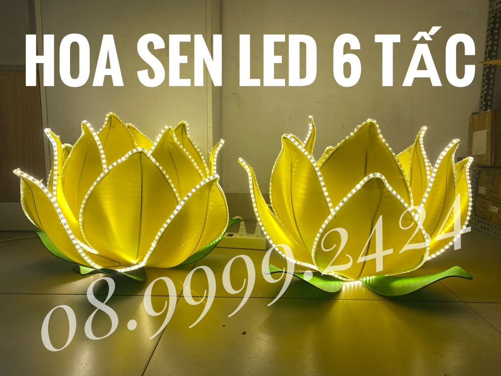 HOA SEN VẢI 3 TẦNG 4 CÁNH CÓ ĐÈN LED TRANG TRÍ, HOA SEN LED NHIỀU KÍCH THƯỚC