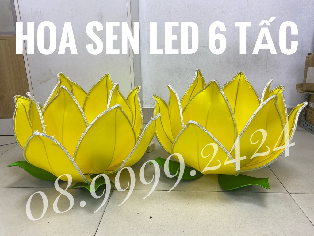 HOA SEN VẢI 3 TẦNG 4 CÁNH CÓ ĐÈN LED TRANG TRÍ, HOA SEN LED NHIỀU KÍCH THƯỚC