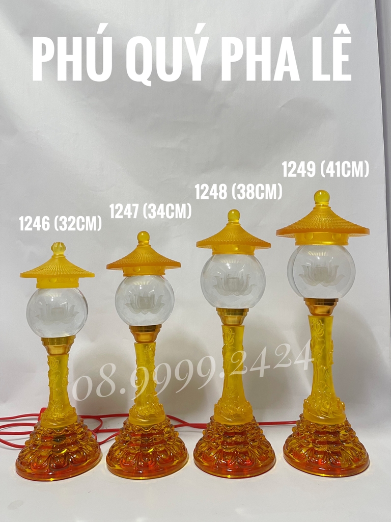 ĐÈN THỜ PHÚ QUÝ PHA LÊ 1249 (41CM) GIÁ BÁN 1 CẶP