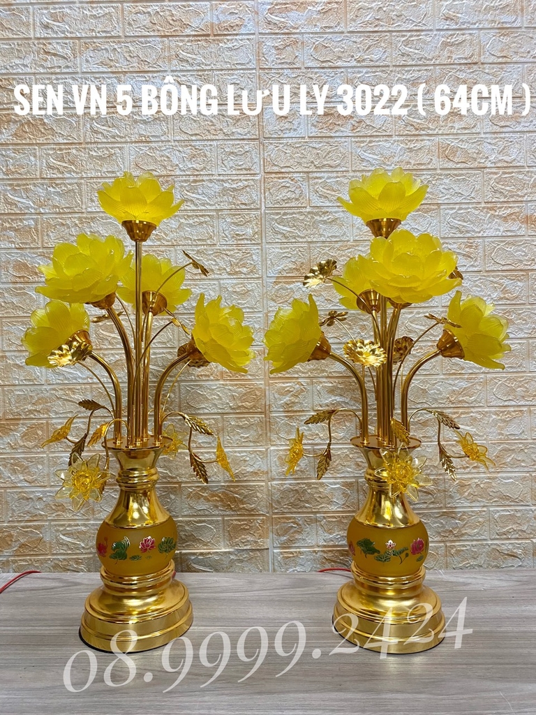 BÌNH 5 BÔNG LƯU LY 3022 (64CM) GIÁ BÁN 1 CẶP