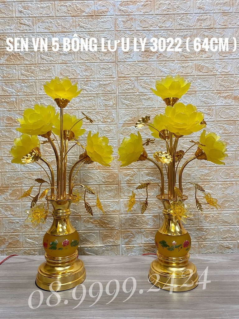 BÌNH 5 BÔNG LƯU LY 3022 (64CM) GIÁ BÁN 1 CẶP