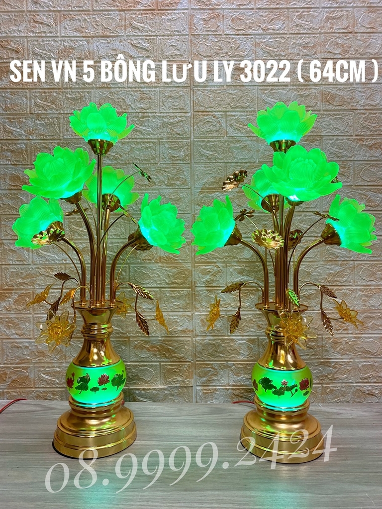 BÌNH 5 BÔNG LƯU LY 3022 (64CM) GIÁ BÁN 1 CẶP