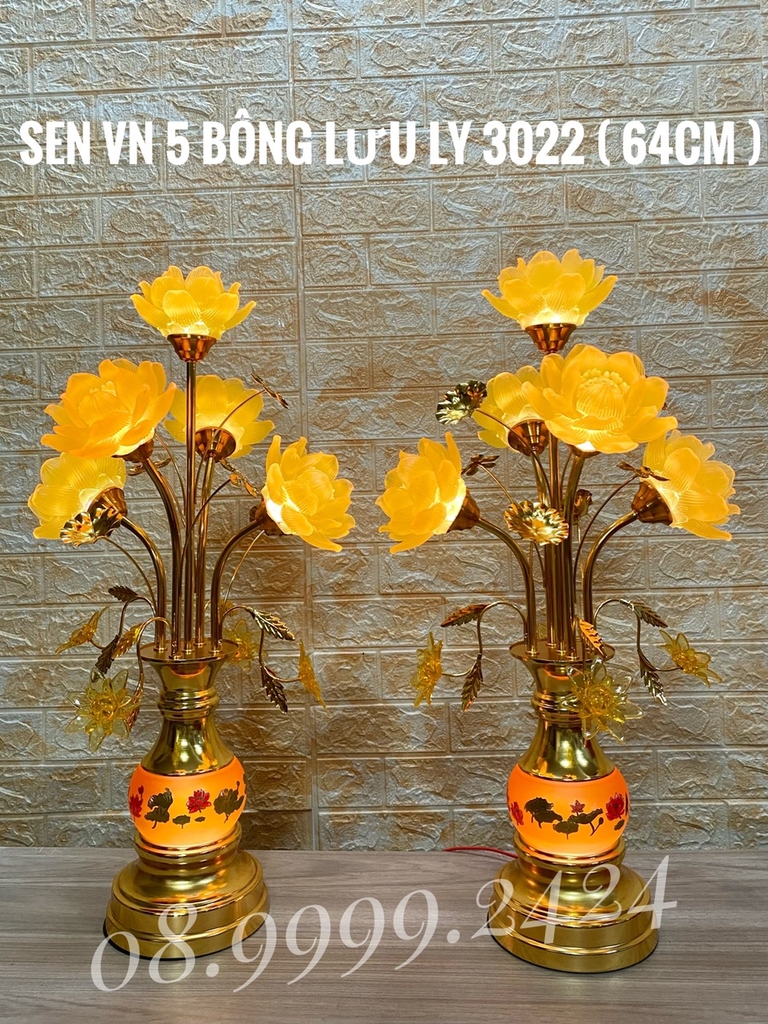 BÌNH 5 BÔNG LƯU LY 3022 (64CM) GIÁ BÁN 1 CẶP