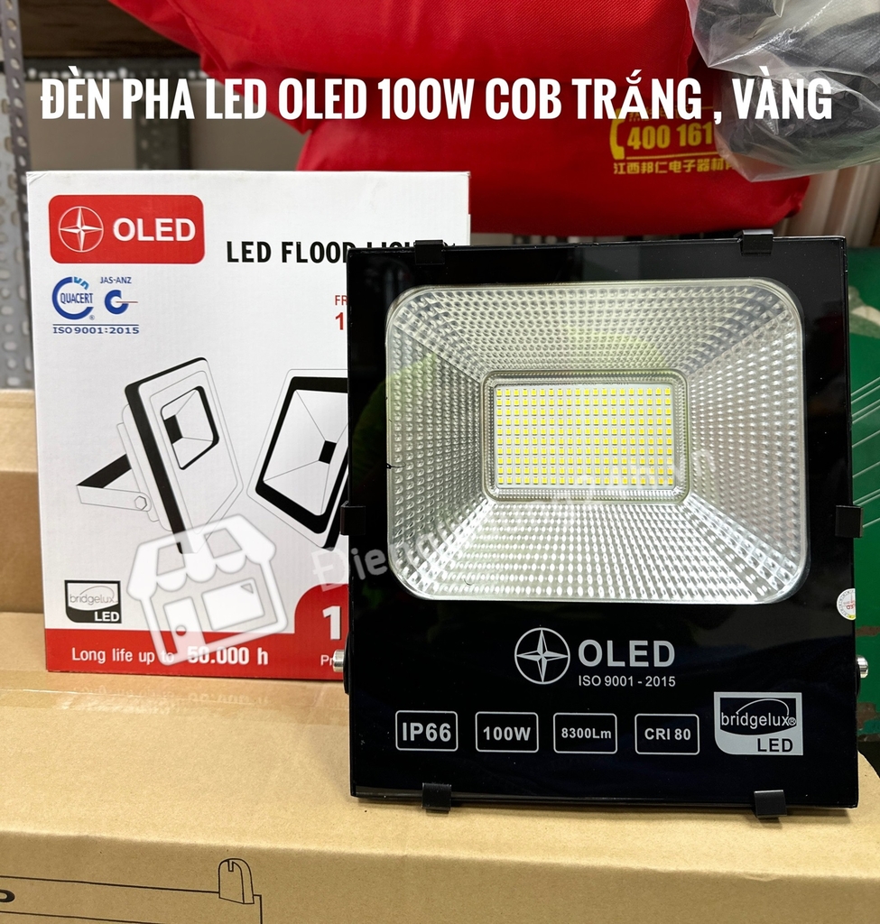 Đèn pha led OLED 100W - 50W COB Trắng Vàng