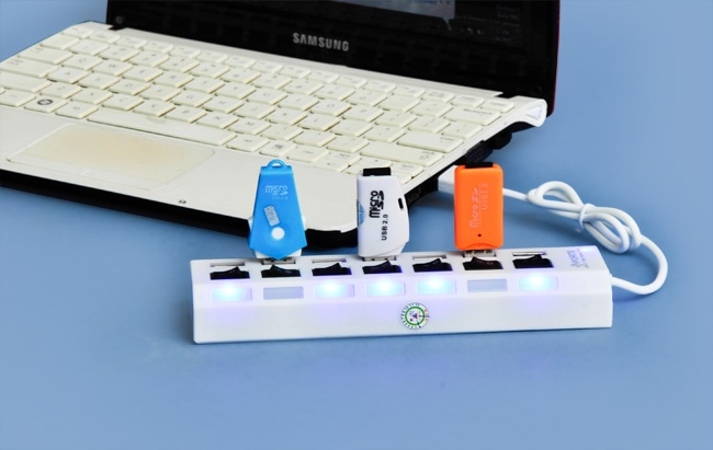 Kết quả hình ảnh cho HUB Chia 7 cá»ng USB có công tắc