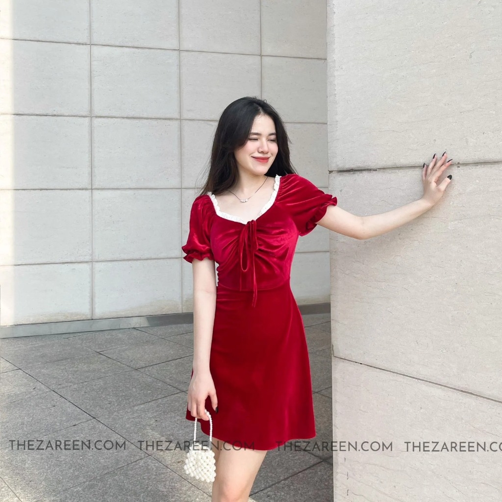 Đầm Nhung Xoè Cổ Đổ Mini Dress - Đầm, váy nữ | ThờiTrangNữ.vn