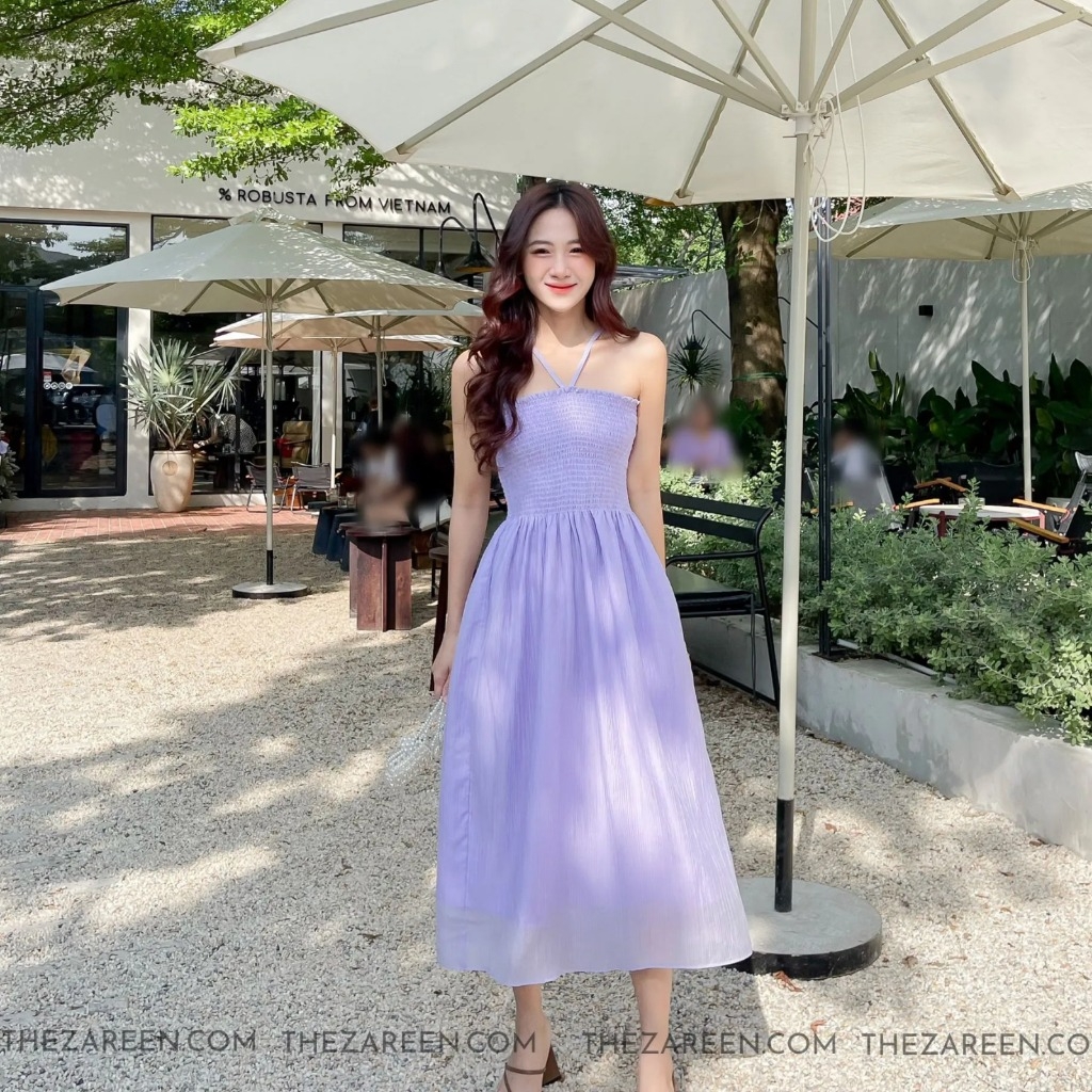 Váy Chữ A nữ Phối Thun Sát Nách Dáng Dài Xòe  FM Style